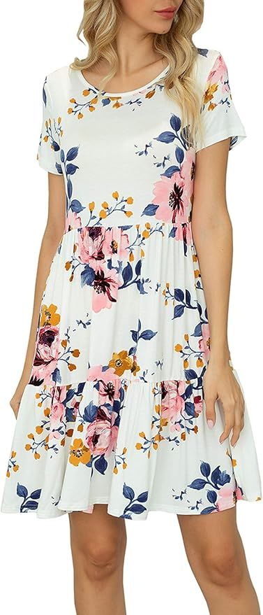 levaca Women Summer Ruffle Loose Swing Casual Dress | Amazon (US)