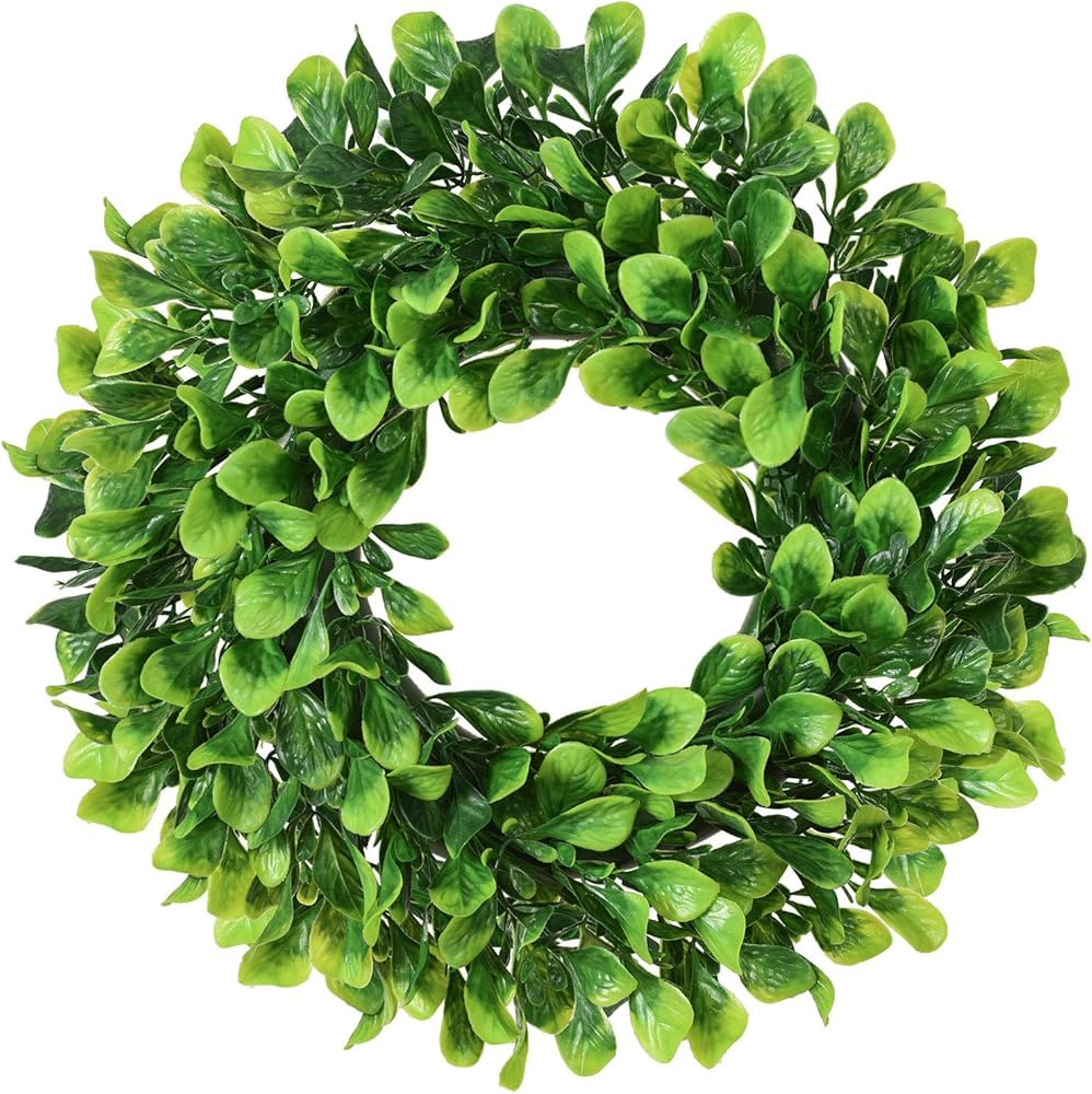 Lvydec Artificial Green Leaves Wreath - 11" Mini-Sized Boxwood Wreath Window Wreath for Home Deco... | Amazon (US)