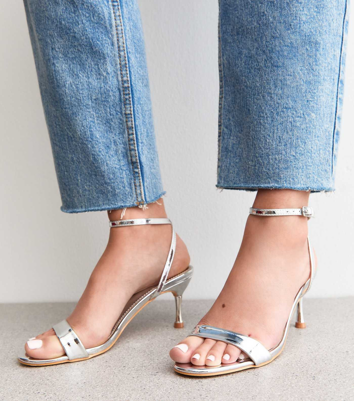 Public Desire Silver Strut Open Toe Sandals | New Look | New Look (UK)