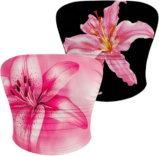 MAKEMECHIC Women's 2 Pack Floral Strapless Tube Top Ruched Sleeveless Summer Crop Tops | Amazon (US)