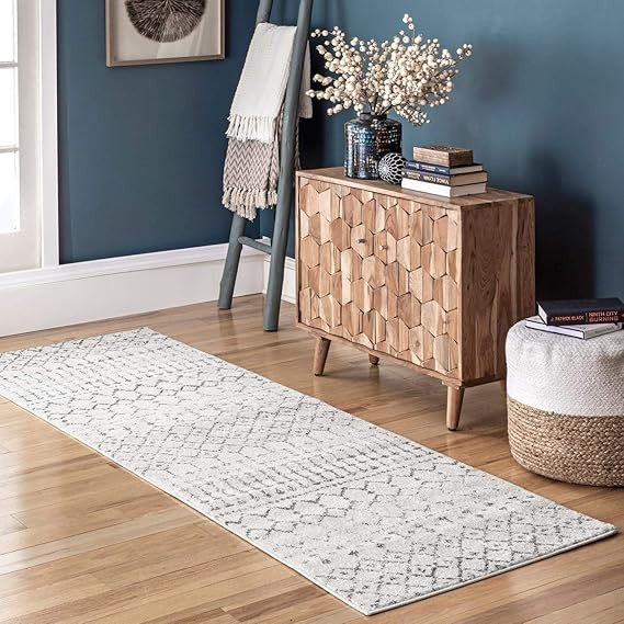 nuLOOM Moroccan Blythe Runner Rug, 2' 8" x 8', Grey/Off-white | Amazon (US)