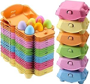 Half Dozen Colored Egg Cartons 24 Pack, Natural Pulp Paper Egg Cartons 6 Count for Chicken Eggs R... | Amazon (US)