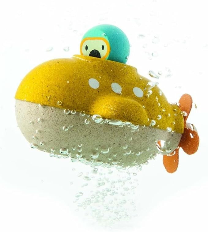 PlanToys Yellow Submarine Bath And Water Play Toy Set (5669) | Sustainably Made from Rubberwood a... | Amazon (US)