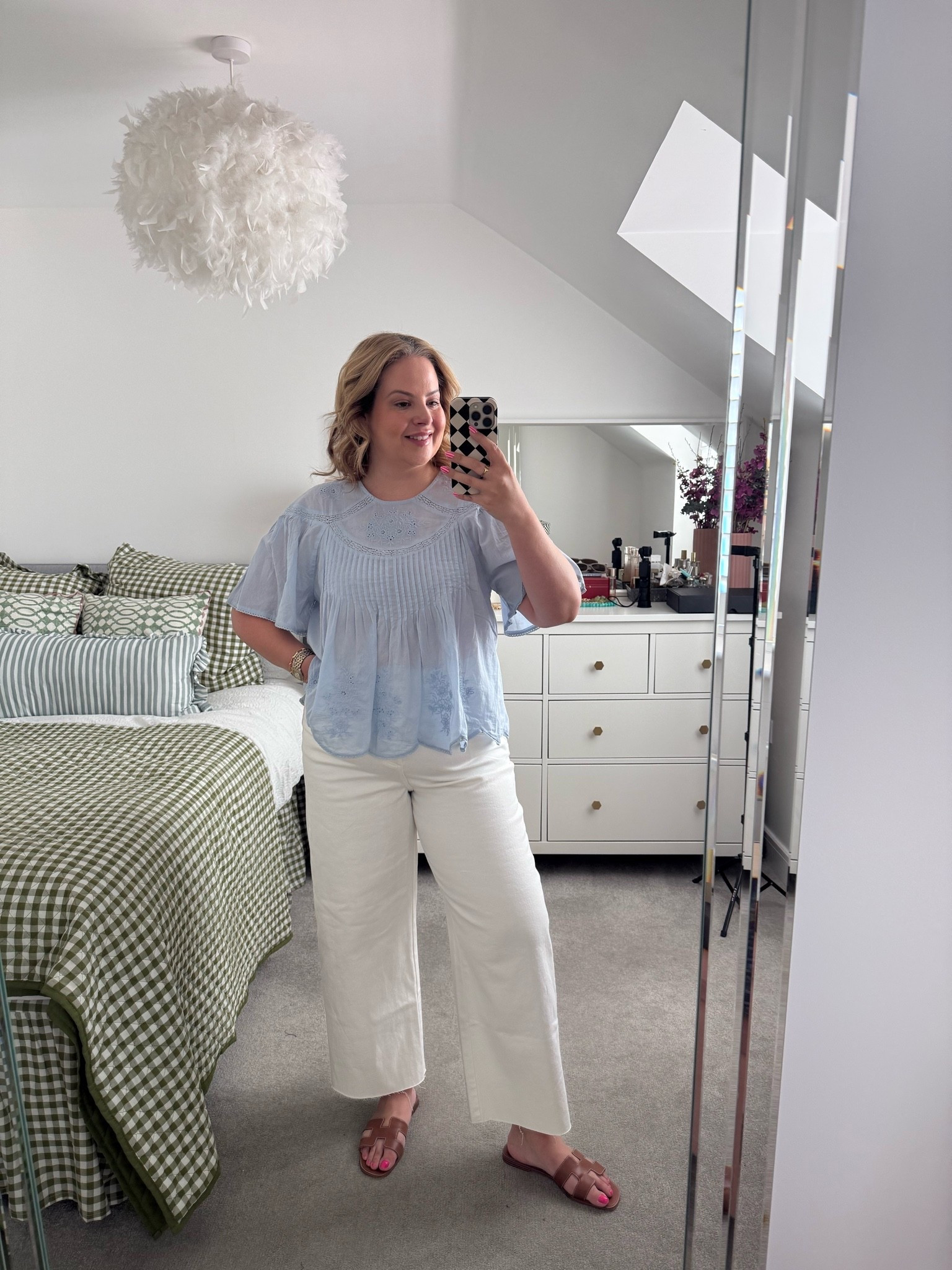 Blue pintuck top, summer outfit, summer midsize outfit

#LTKsummer #LTKmidsize
