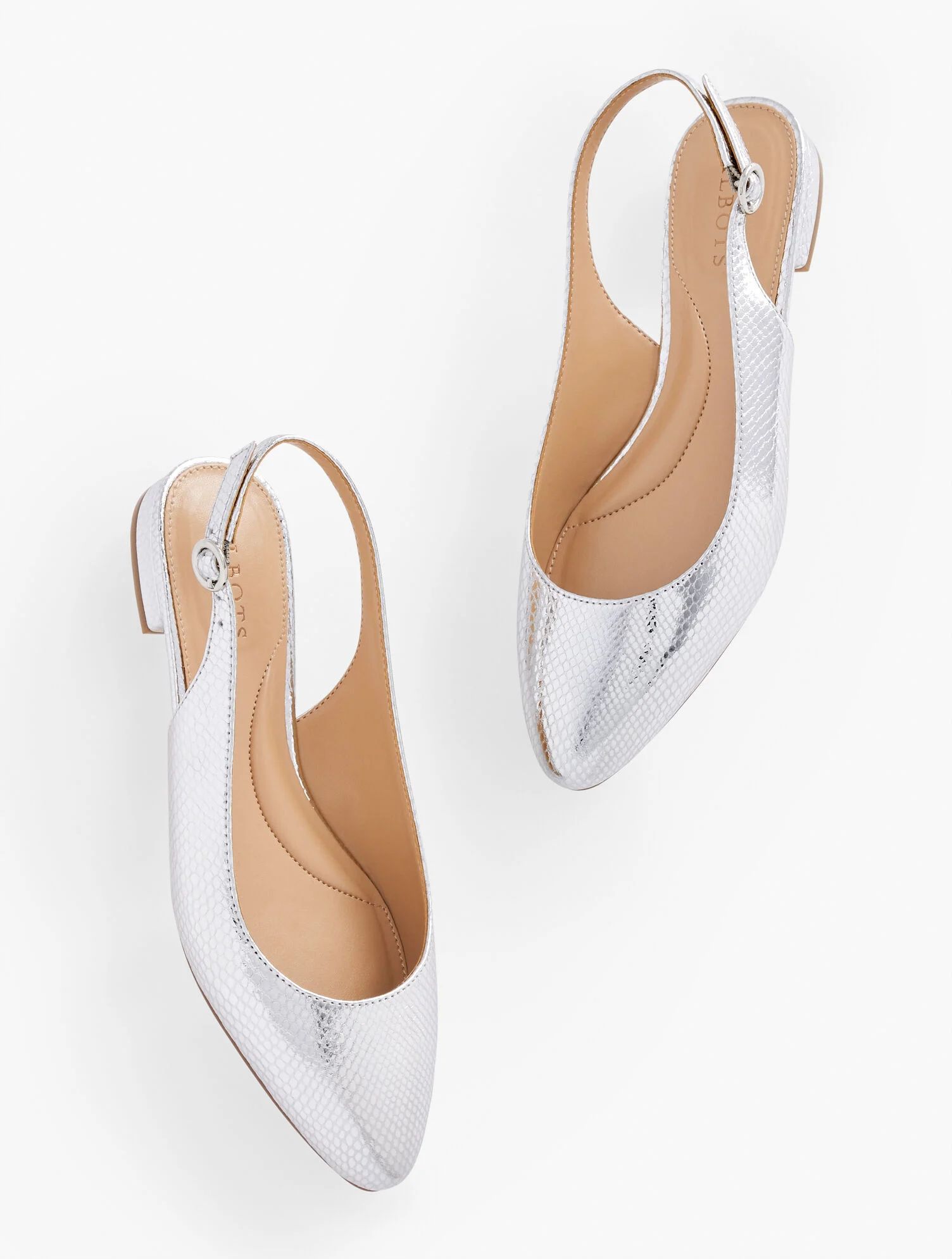 Edison Nappa Slingback Flats - Embossed Metallic | Talbots