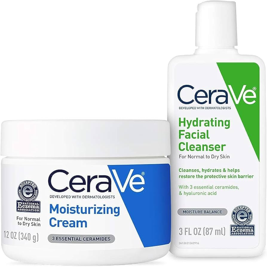 CeraVe Moisturizing Cream and Hydrating Face Wash Trial Combo | 12oz Cream + 3oz Travel Size Clea... | Amazon (US)