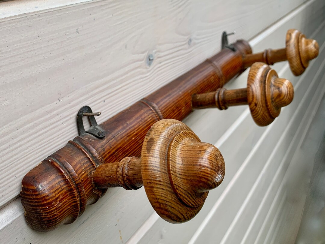 Small French Antique Faux Bamboo 3 Peg Coat Rack Paris Bistro - Etsy | Etsy (US)