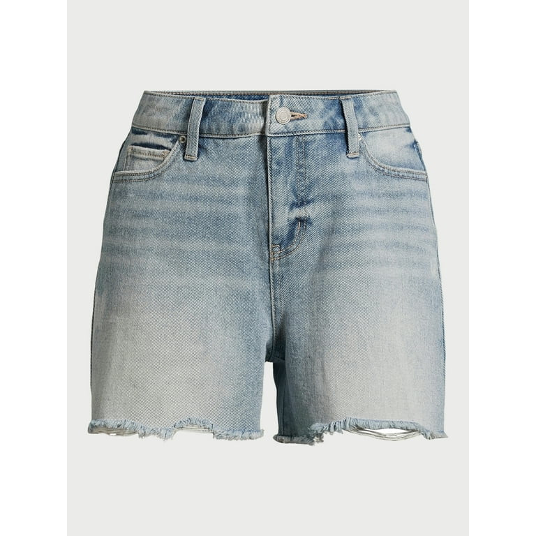 Time and Tru Women's Denim Shorts with Destructed Hem, 4" Inseam, Sizes 2-18 | Walmart (US)