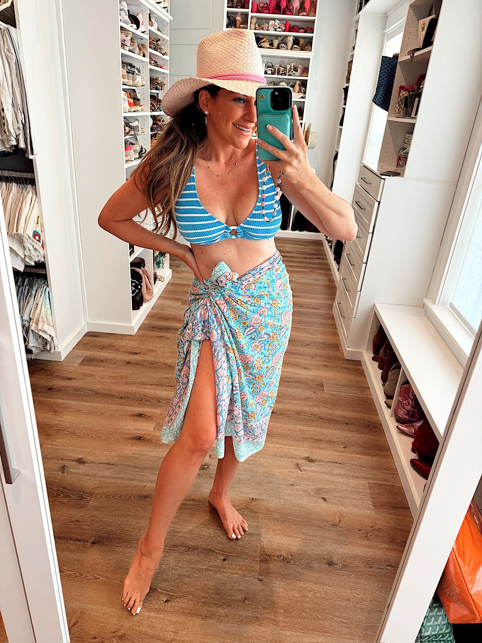 In a medium 2 piece swimsuit, sarong, hat and accessories - fits tts.

#LTKSeasonal #LTKStyleTip #LTKSwim