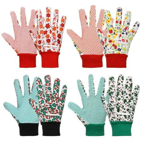Hengguang 4 Pairs Gardening Gloves for Women, Floral Gardening Gloves for Ladies Women, Garden Gloves with Non-Slip Dots, Elastic Cuffs for Yard, Fishing, Weeding | Walmart (US)