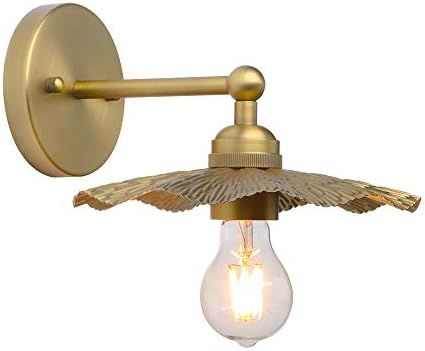 Pathson Vintage Metal Wall Sconce Brass Finished, Flower Shape Split Design Wall Lamp Fixture, Ho... | Amazon (US)