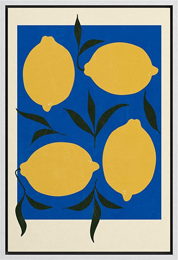 SIGNWIN Framed Canvas Print Wall Art Minimal Mid-Century Lemon Fruit Pattern Nature Food Illustra... | Amazon (US)