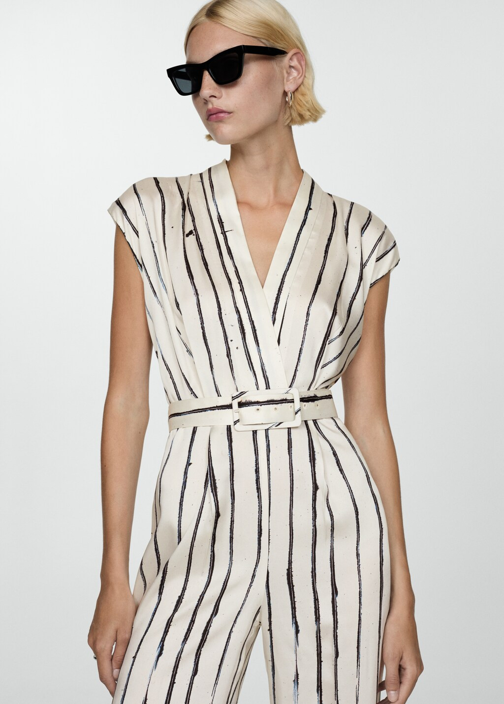 Satin stripes jumpsuit - Women | MANGO USA | Mango (US/MX/AU)