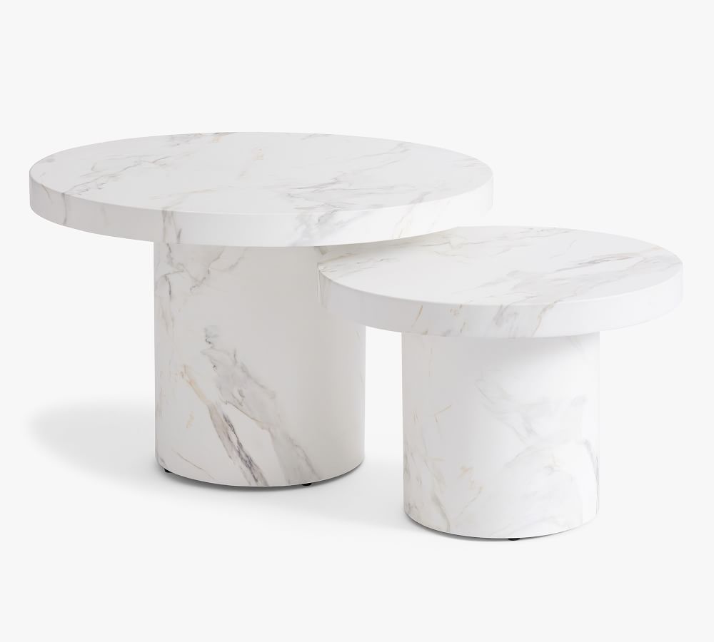 Odessa Nesting Coffee Tables, White Faux Marble - Set of 2 | Pottery Barn (US)