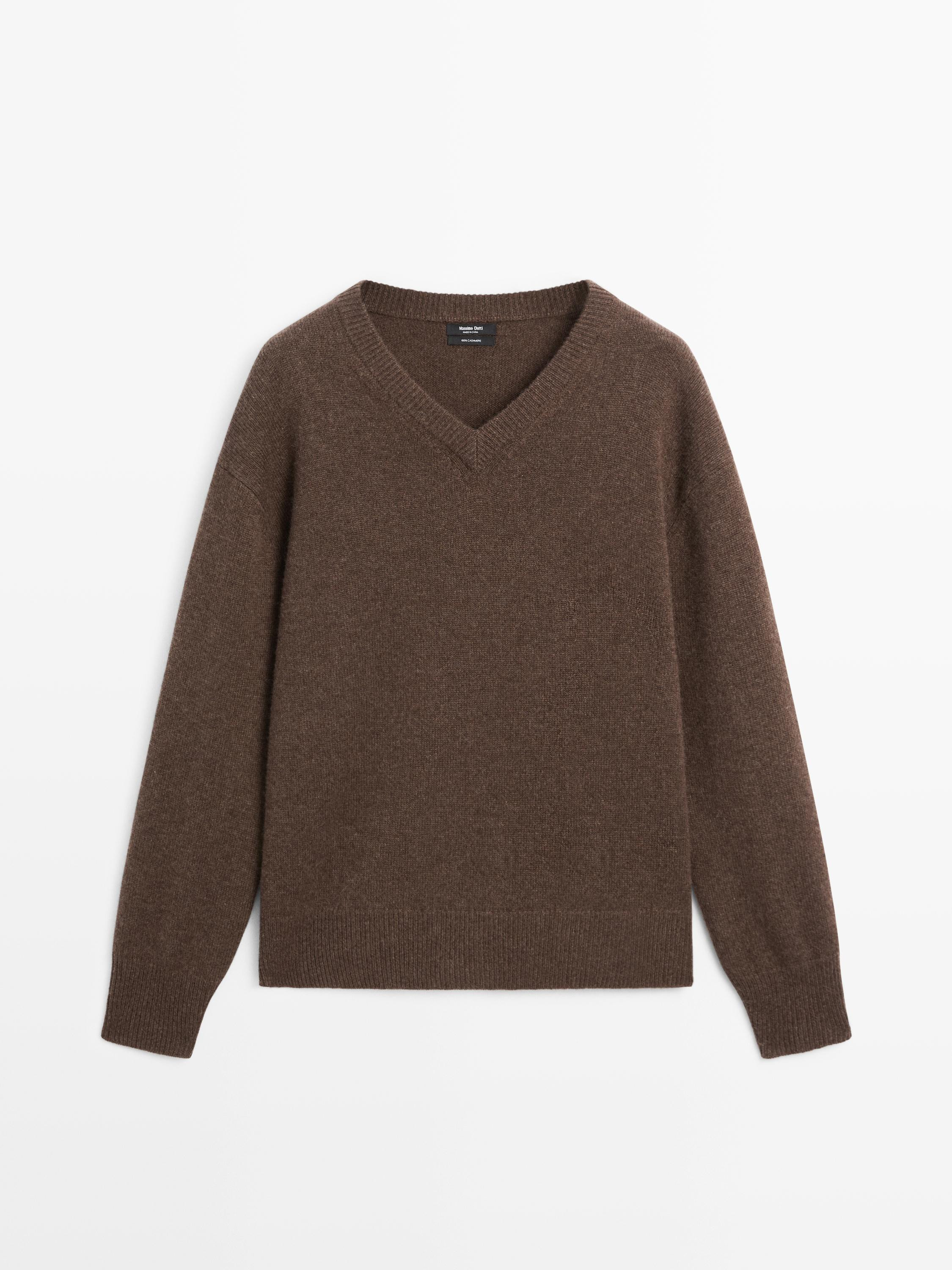 Strickpullover aus 100 % Kaschmir mit V-Ausschnitt | Massimo Dutti DE