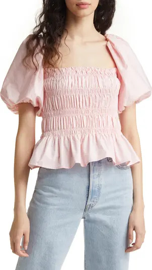 ASTR the Label Bubble Sleeve Smocked Blouse | Nordstrom | Nordstrom
