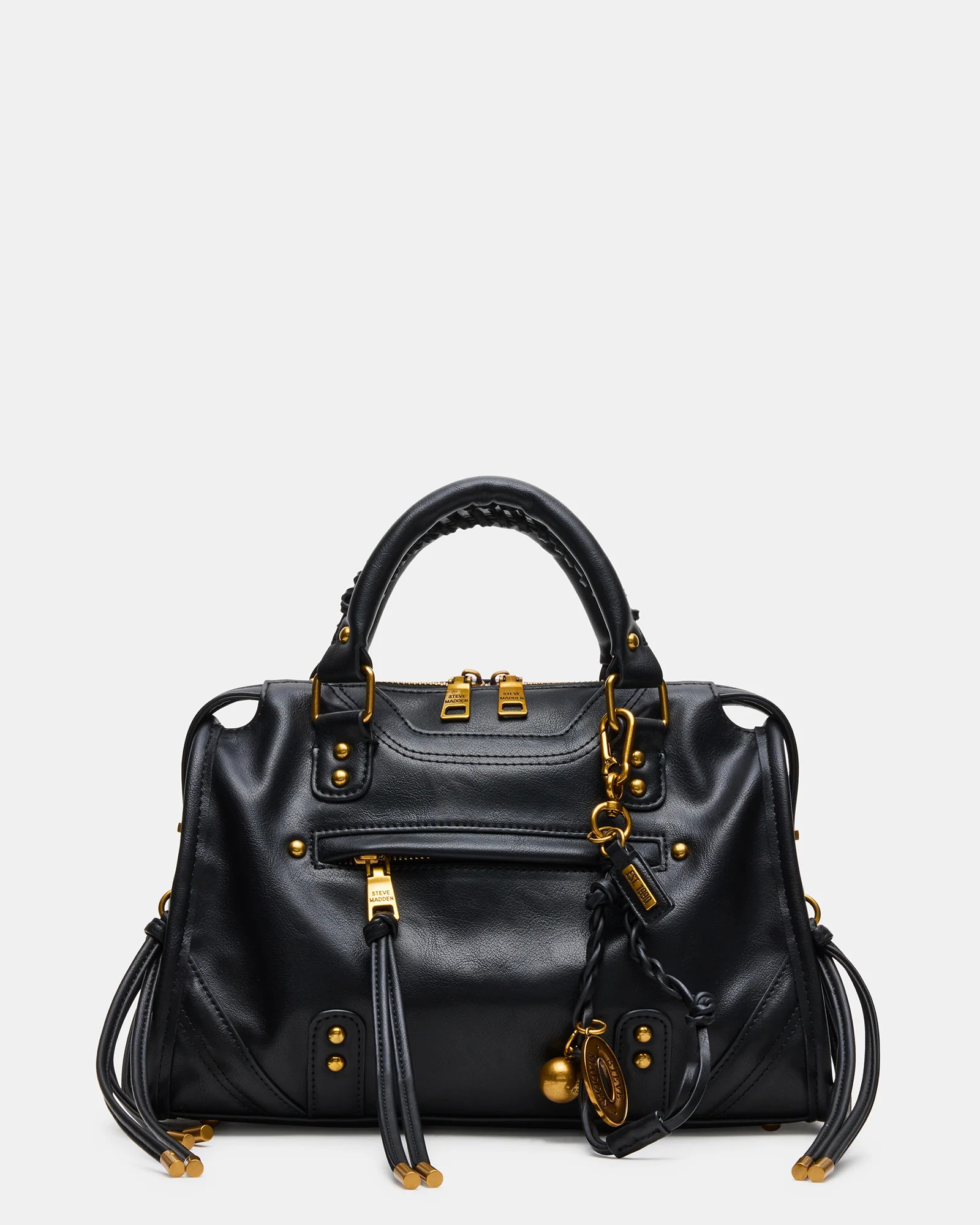 RIGGS Bag Black/Gold Slouchy Top-Handle Crossbody Satchel Handbag | Steve Madden (US)