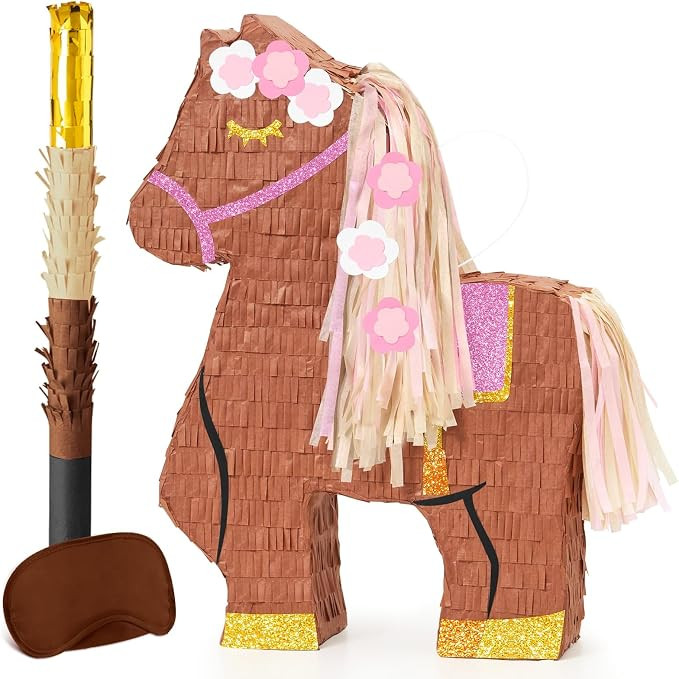 WERNNSAI Pony Pinata - Farm Party Decorations Pony Horse Pinata with Blindfold and Stick for West... | Amazon (CA)