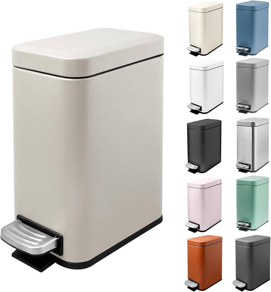 5 Liter/1.3 Gallon Slim Small Trash Can with Lid Soft Close, Stainless Steel Garbage Can for Bath... | Amazon (CA)