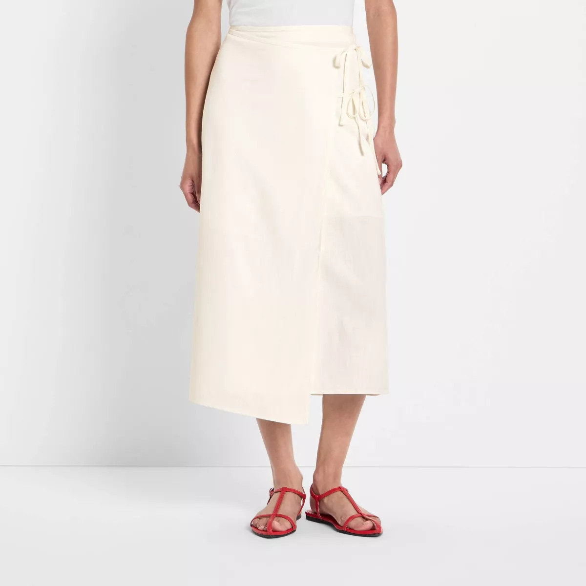Women's Mid-Rise Linen Midi Wrap Skirt - Future Collective | Target