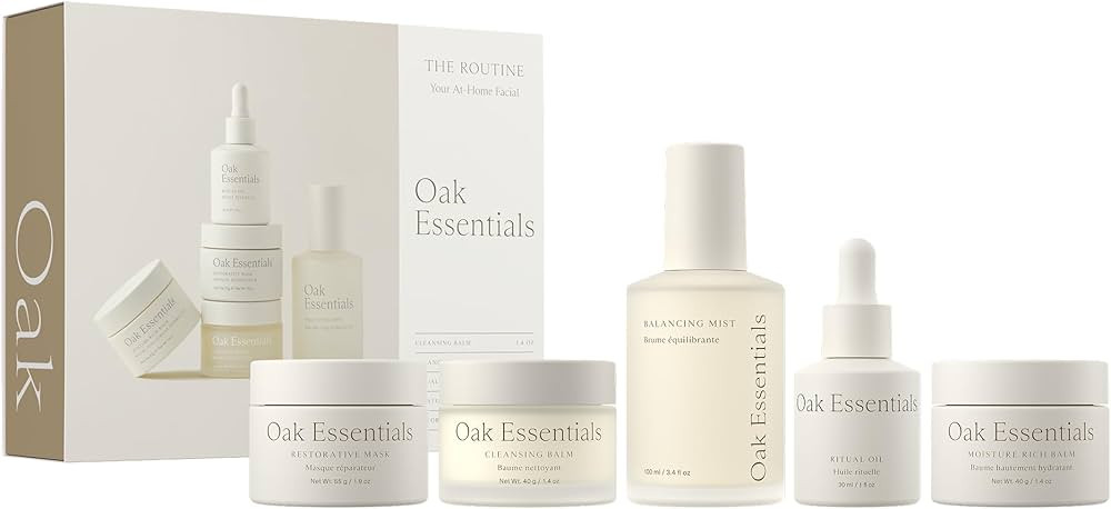 Oak Essentials The Routine At-Home Facial Gift Set | 5-Step Anti-Aging Skincare Routine with Blue... | Amazon (US)