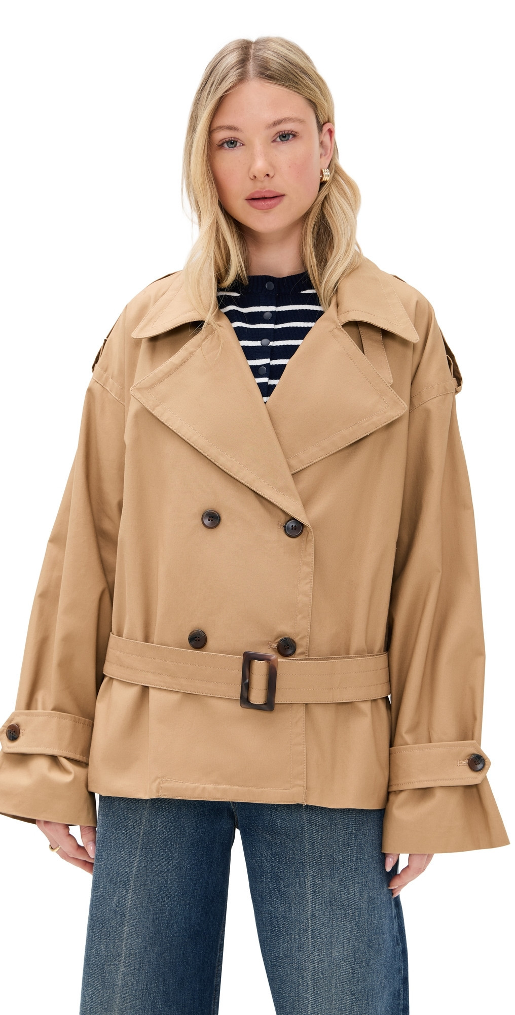 Pixie Market Tan Oversized Crop Trench Tan One Size | Shopbop