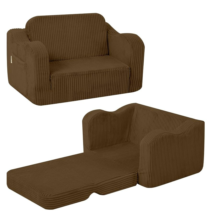 MeMoreCool Silla de bebé cómoda para niños de 1 a 3 años, sofá cama plegable de pana 2 en 1,... | Amazon (US)