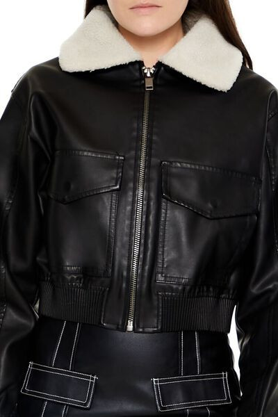 Faux Shearling-Trim Bomber Jacket | Forever 21