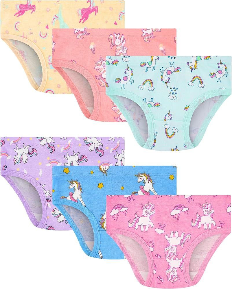 100% Cotton Girls Underwear Tagless Comfort Toddler Panties (6-Pack) | Amazon (US)