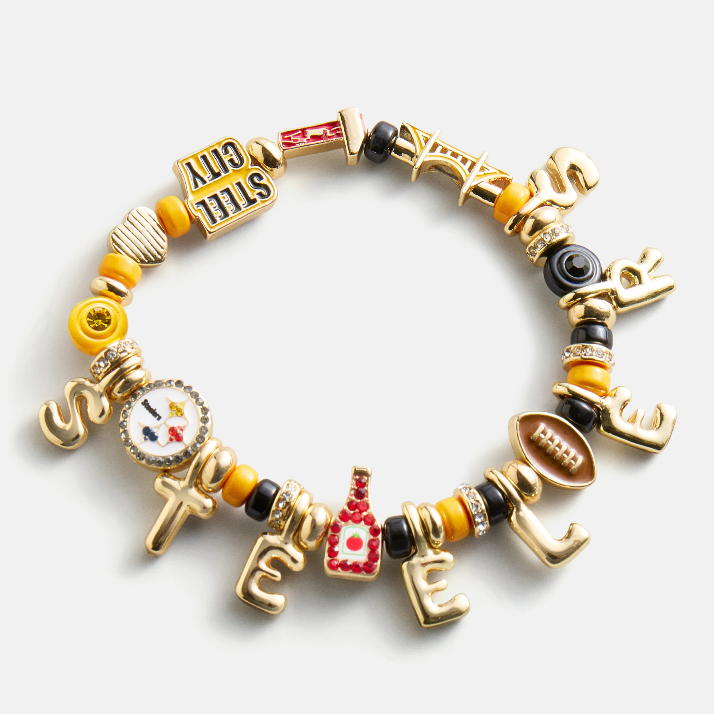 NFL Beaded Charm Bracelet - Pittsburgh Steelers | BaubleBar