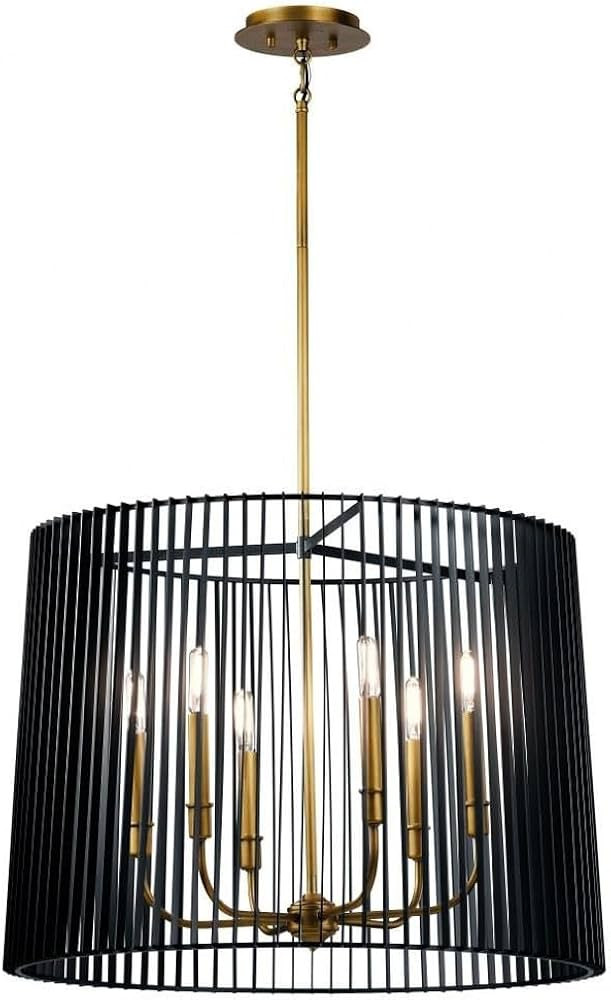 Bailey Street Home 6 Light Contemporary Metal Slatted Shade Chandelier Light Fixture, Black | Amazon (US)