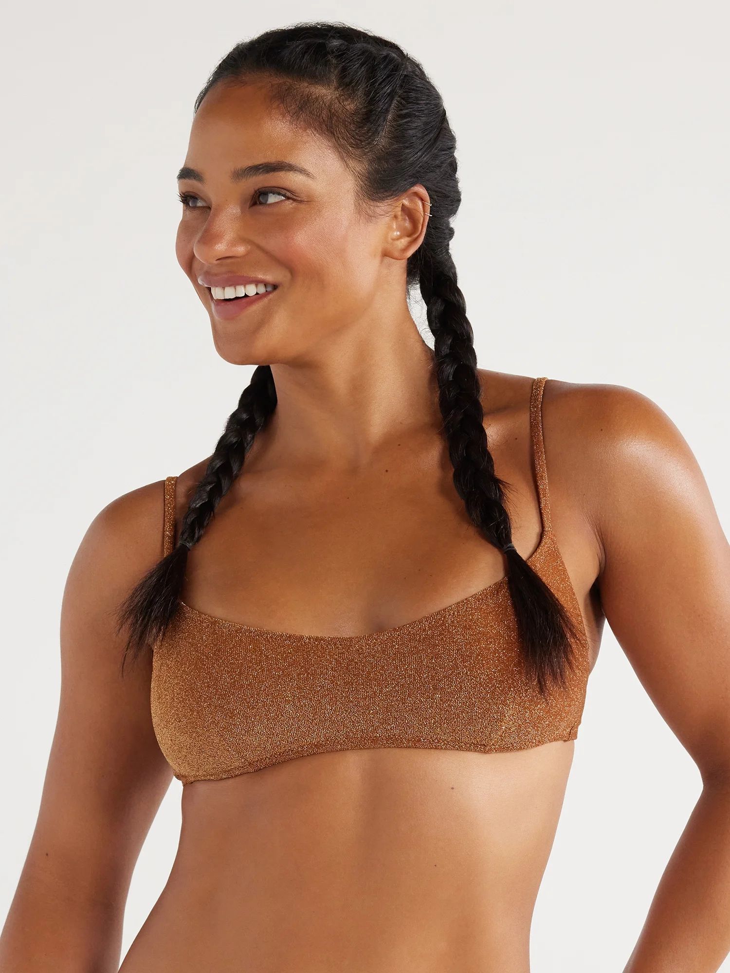 Love & Sports Women's Metallic Maui Bikini Top with Adjustable Straps, Cinnamon Spice, Sizes XS-X... | Walmart (US)