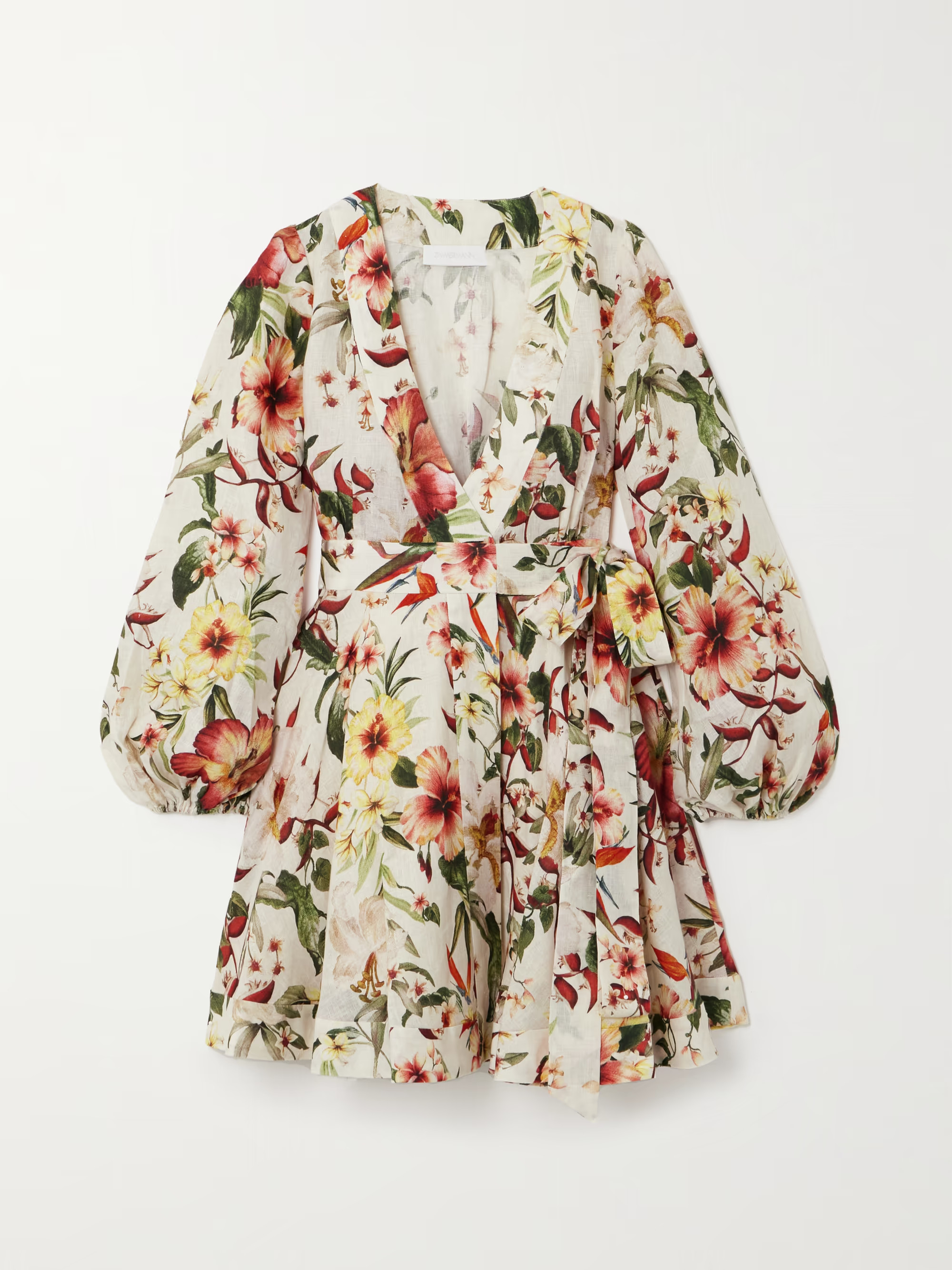Lexi belted floral-print linen mini wrap dress | NET-A-PORTER (US)