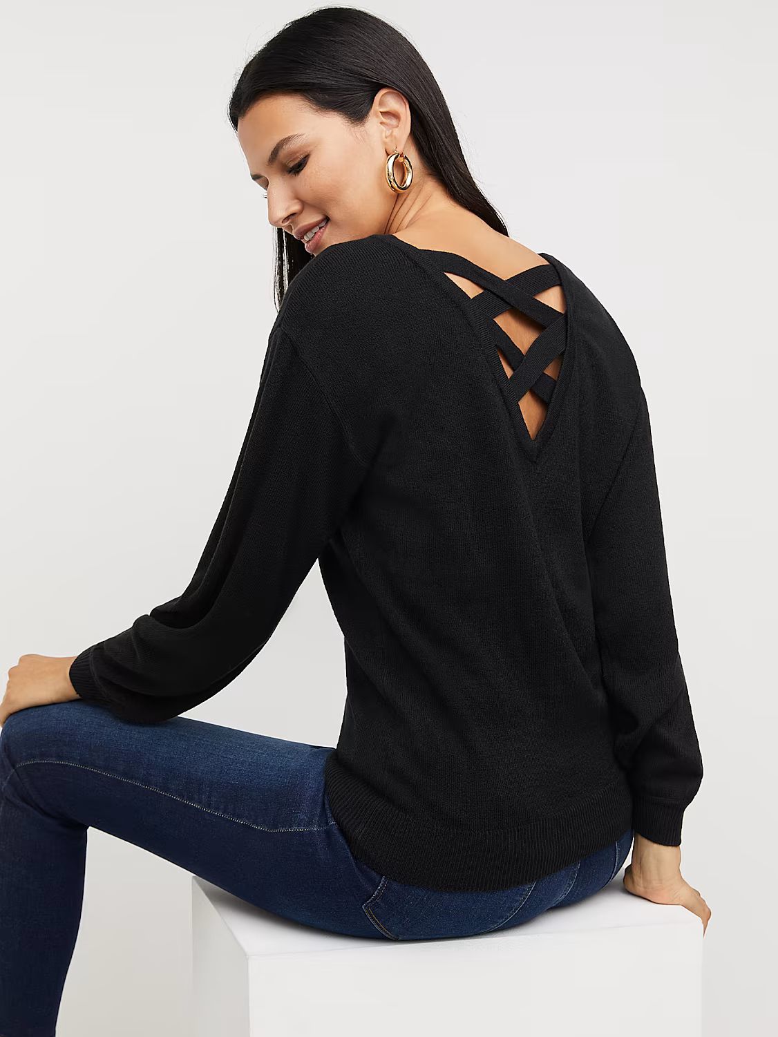 Lace-Back Pullover Sweater - New York & Company | New York & Company