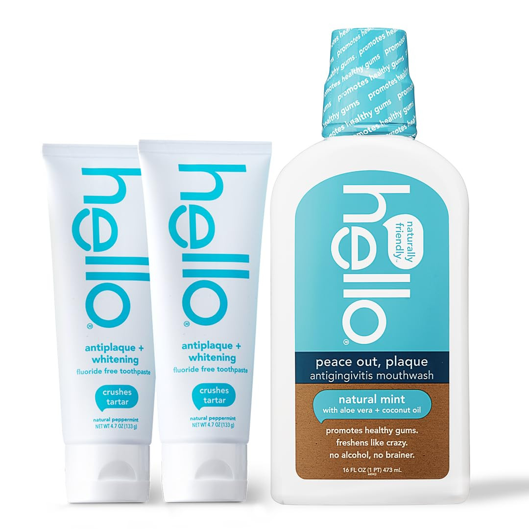 Hello Antiplaque and Whitening Fluoride Free Toothpaste and Naturally Healthy Antigingivitis Mout... | Amazon (US)