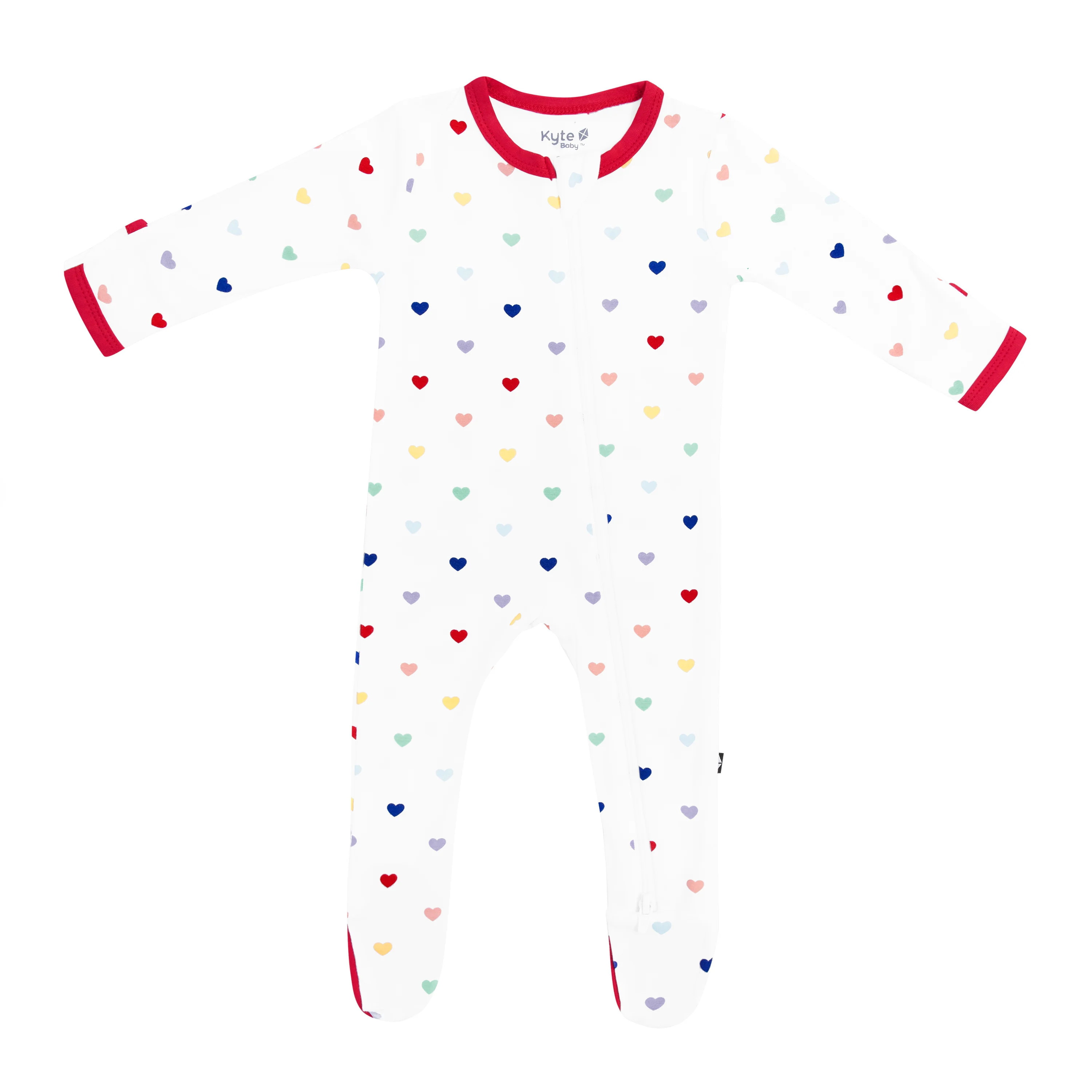 Zippered Footie in Cloud Rainbow Heart | Kyte BABY