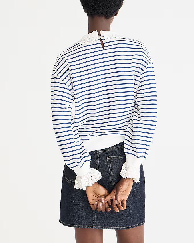 French terry sweatshirt with lace trim | J.Crew US