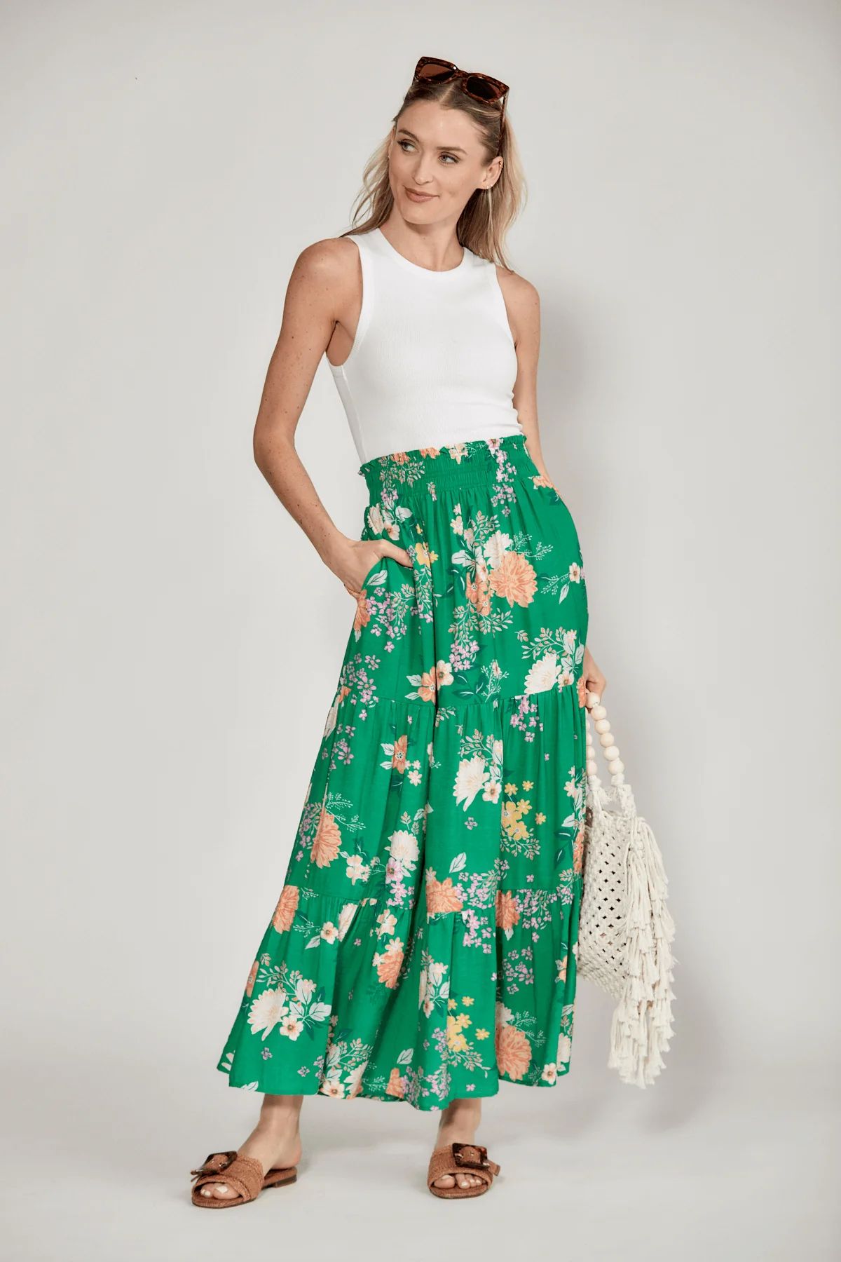 Skies Are Blue Floral Maxi Skirt | Social Threads