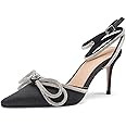 ARQA Women's Rhinestone Ankle Strap Pumps Satin Pointy Stilettos Backless Kitten Heels Wedding Dr... | Amazon (US)