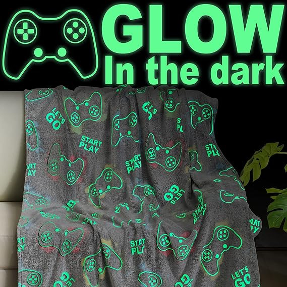 Jekeno Glow in The Dark Gaming Blanket Gamer Game Controller Throw Gift Toys for Kids Boys Teen S... | Amazon (US)