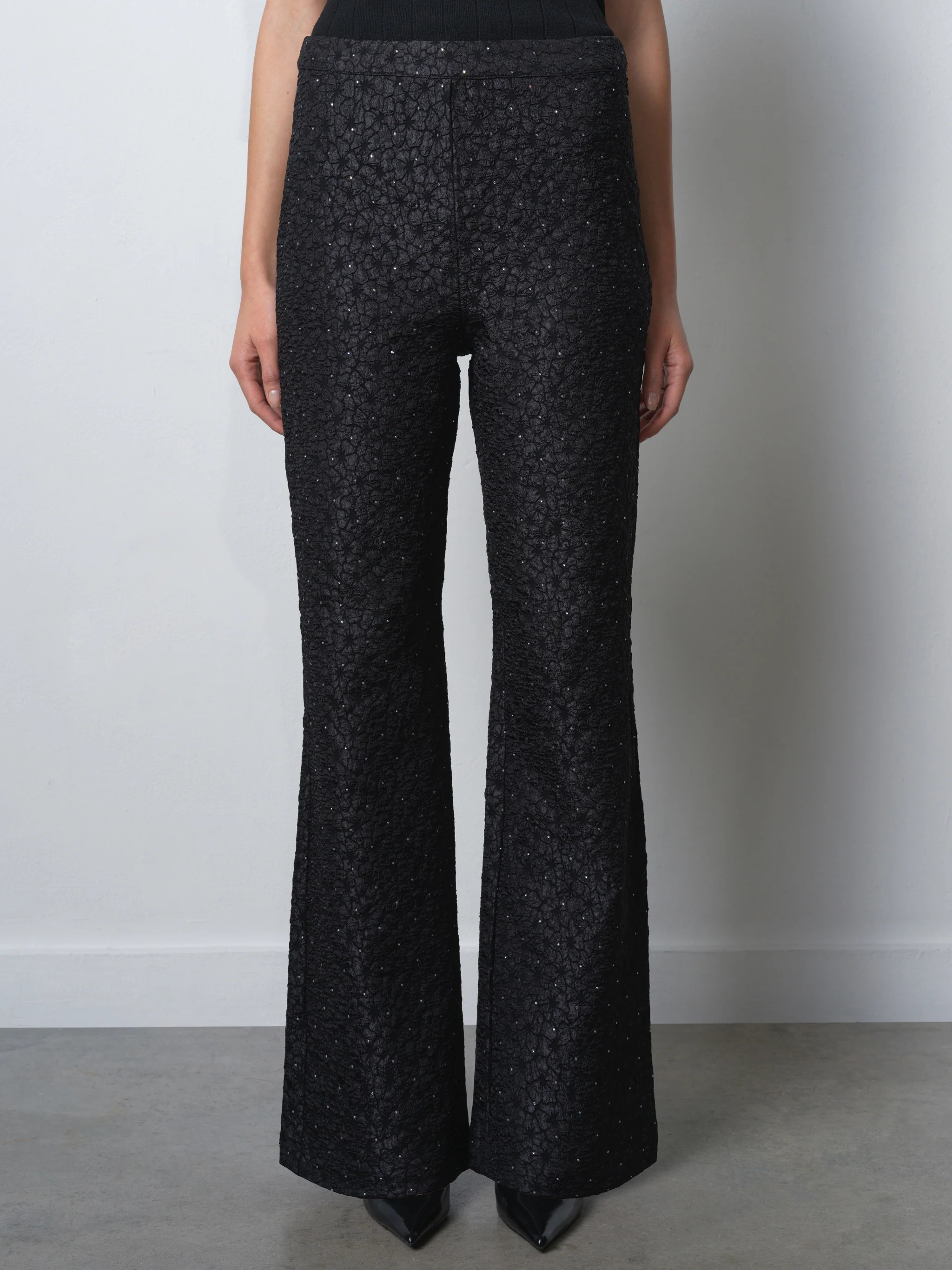 Yelena Jacquard Diamante Flared Trousers | French Connection (UK)