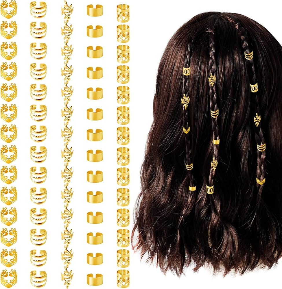 70 Pcs Hair Jewelry For Braids,Gold Hair Cuffs Dreadlock Accessories,Adjustable Hair Rings Braid ... | Amazon (CA)