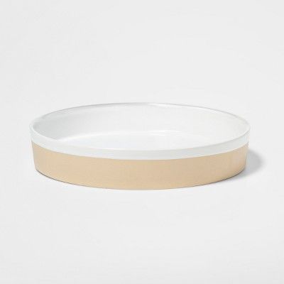 14" x 2.5" Decorative Stoneware Tray Cream - Threshold™ | Target