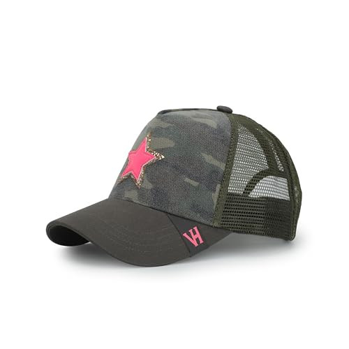 VINTAGE HAVANA Camo Trucker Hats Women Neon Pink Star & Gold Glitter Star Underlay | Mesh Adjustable Snapback Hat | Men Women Baseball Cap | Amazon (US)
