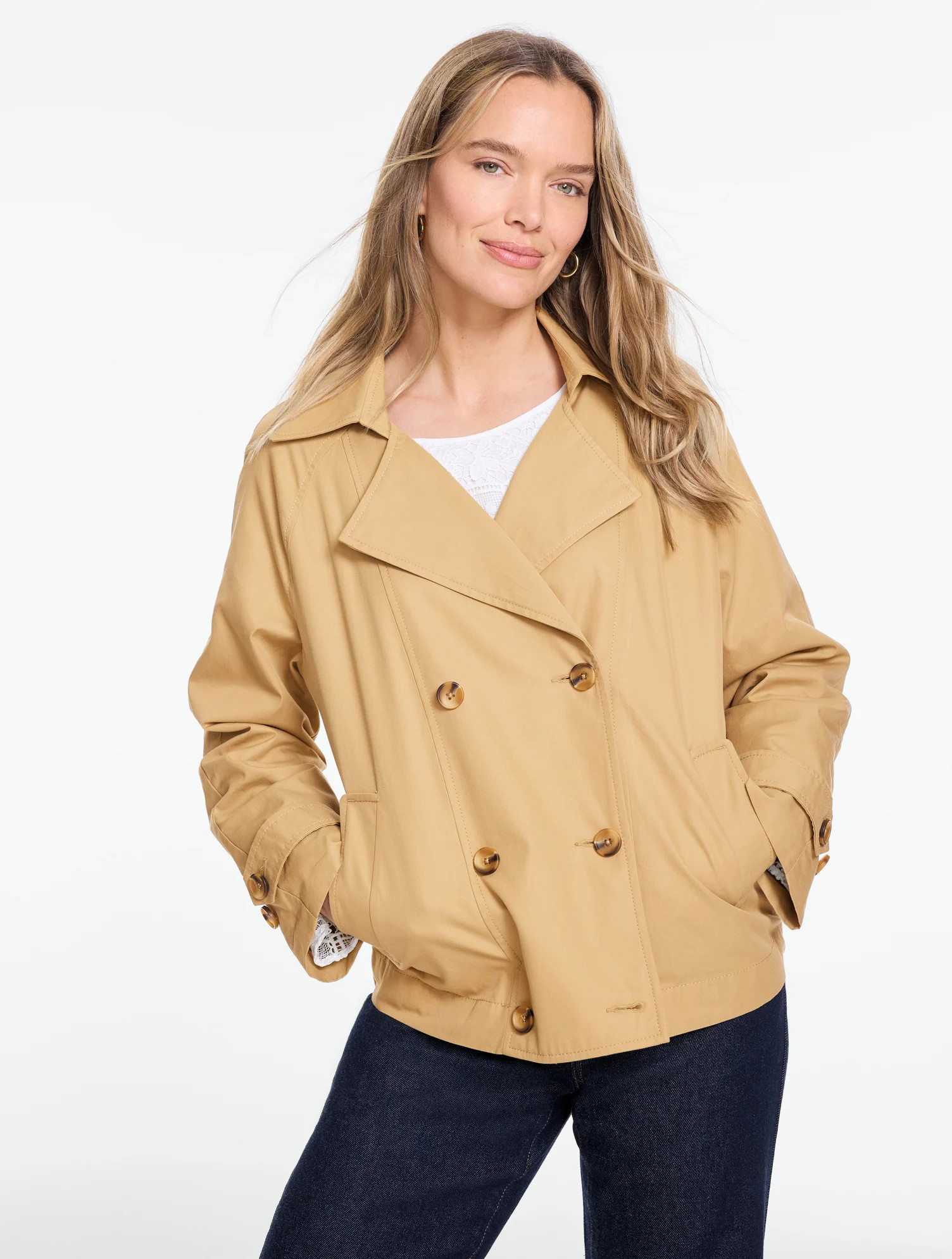 Petite - Cinched Trench Coat - Camel Beige - XL - 100% Cotton Talbots | Talbots