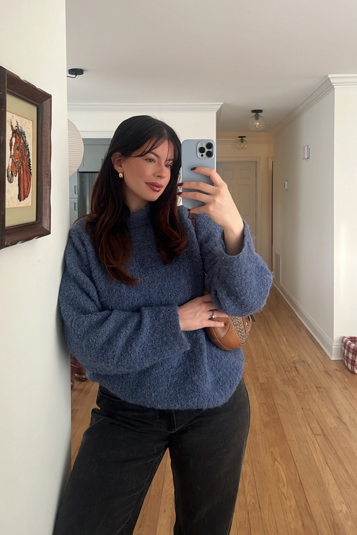 Wearing a large in sweater, but could’ve done a medium! 