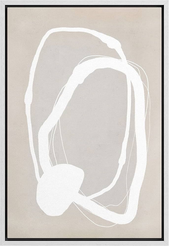 SIGNWIN Framed Canvas Print Wall Art Tan White Mid-Century Paint Strokes Abstract Shapes Illustra... | Amazon (US)
