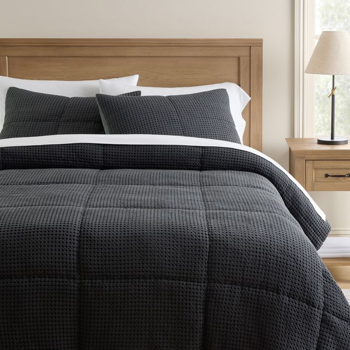 Waffle Jersey Back Comforter, Twin/Twin XL, Classic Navy | Pottery Barn Teen