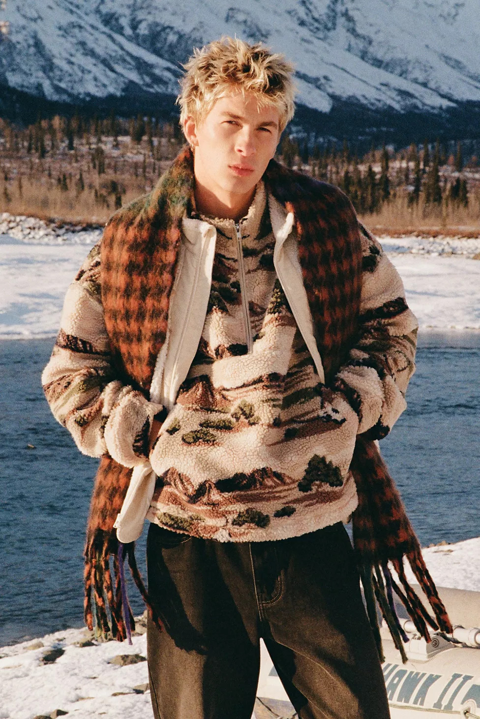 BDG Scotty Printed Fleece Half-Zip Mock Neck Sweatshirt | Urban Outfitters (US and RoW)