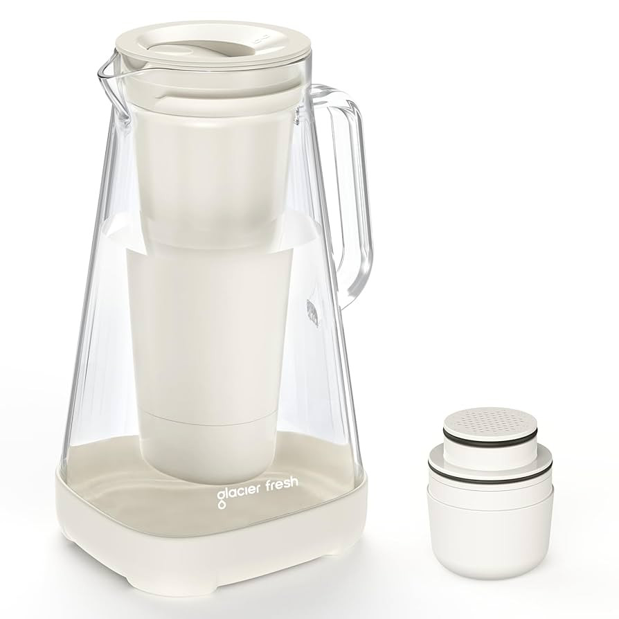 GLACIER FRESH Glass 10 Cup Water Pitcher with 1 Filter of 3X Flow Rate, 5-Stage Filtration Reduce... | Amazon (US)